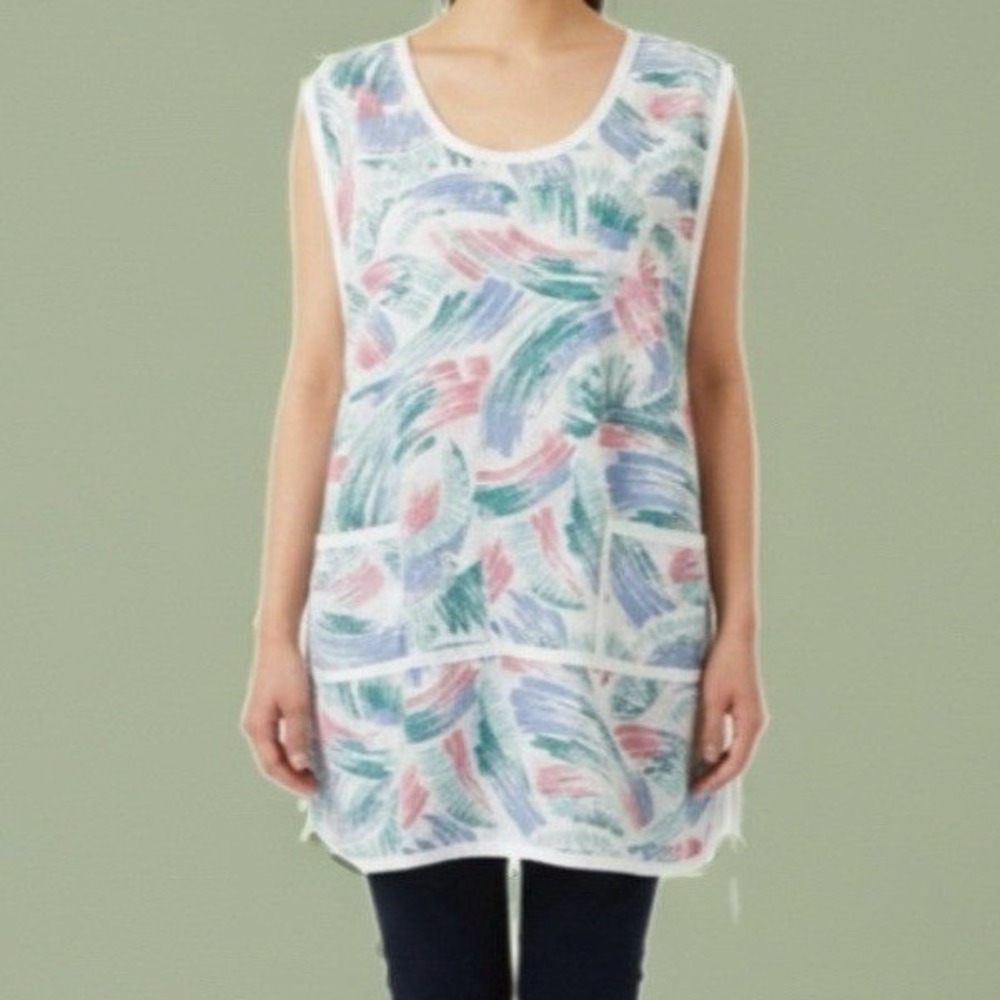 Fashion Seal Womens XL Abstract Brushstroke Apron Tunic Vest Pockets Made in USA